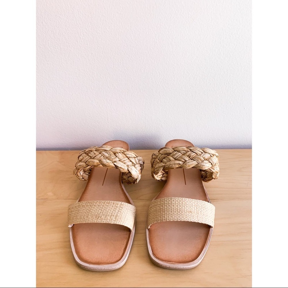 NEW Dolce Vita Beige Braided Raffia Persey Slide Sandals - Picture 4 of 8